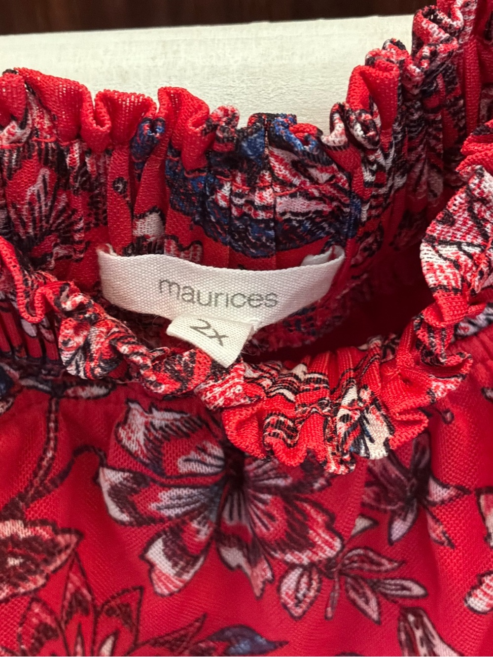 Maurices Red Floral Ruffle-Strap Tank - Picture 3 of 3
